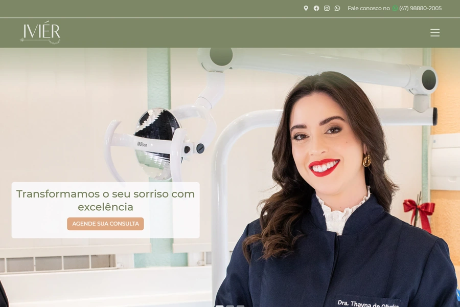 Página inicial do site da Iviér Odontologia
